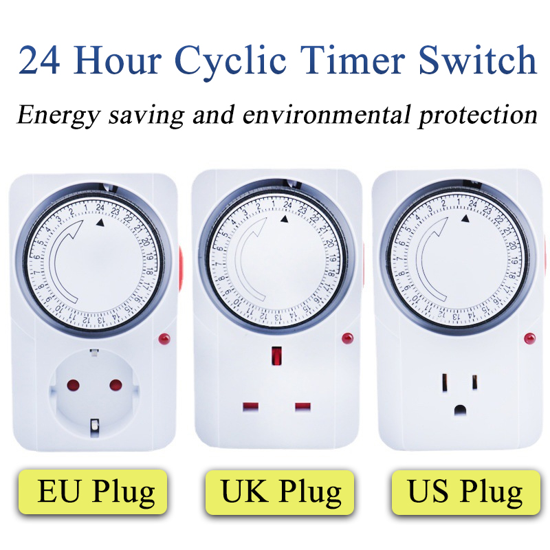Kitchen Appliances Outlet - 24 時間サイクリックタイマースイッチキッチンタイマーコンセントユニバーサルタイミングソケット EU/US/UK プラグイン機械式タイマー家電用
