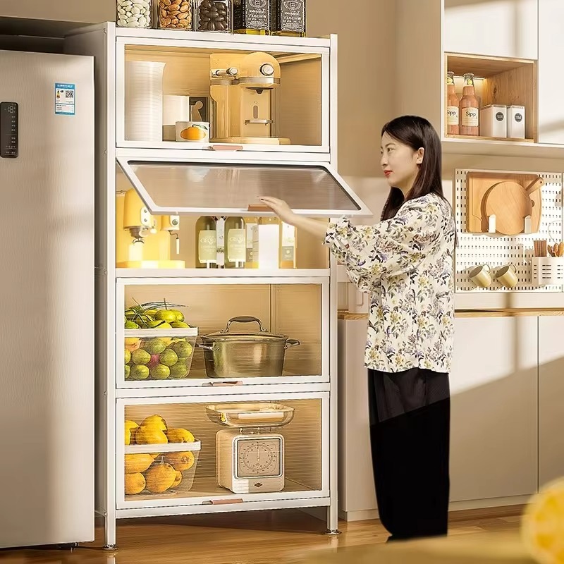 Kitchen Appliances In Store - 食品保存キャビネット 大容量キッチン家電収納キャビネット スチールアクリル製収納キャビネット（扉付き）