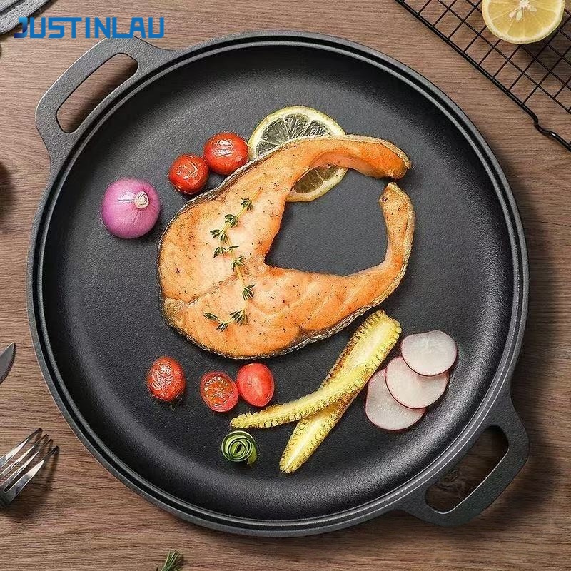 Electric Griddle Pancake - JUSTINLAU ダブルイヤーフライパン 鋳鉄製卵ステーキスキレット 厚みのあるノンスティックパンケーキ グリル肉用パン ホームバーベキューツール
