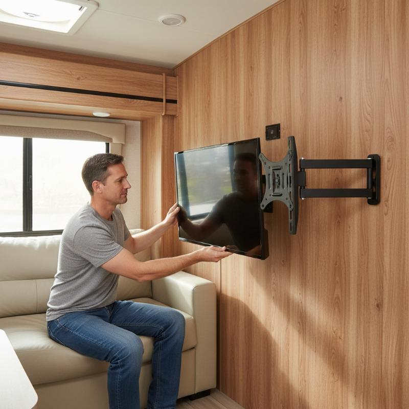 Kitchen Appliances Video - RV用室内折りたたみ式テレビハンガー 14-27インチモニタースタンド 車RV天井リフト 調節可能なキッチン・ダイニング・キャラバンルーム用テレビホルダー