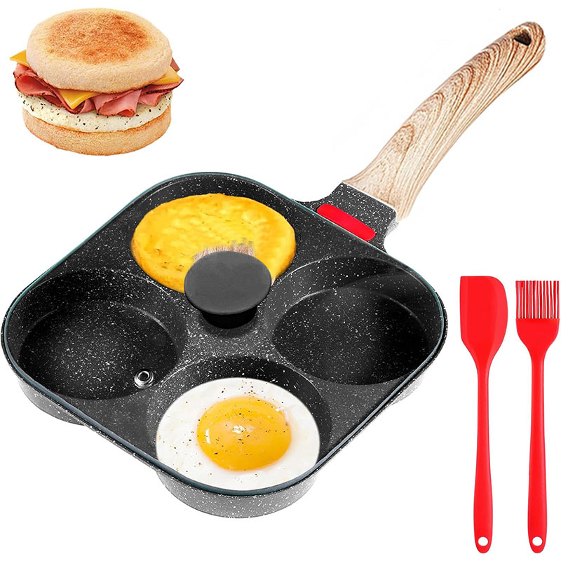 Electric Griddle Pancake - 深型卵焼きフライパン 蓋付き 4カップ ノンスティック グラナイト オムレツパン