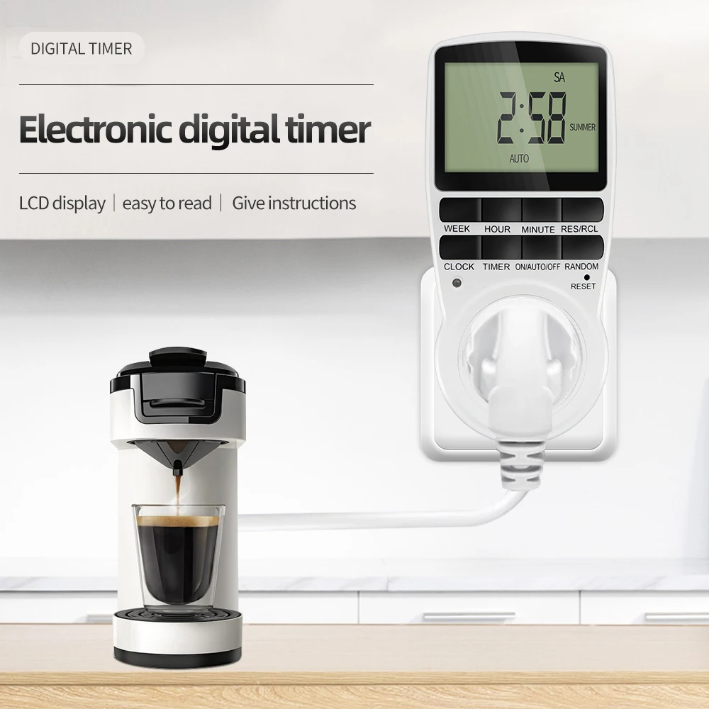 Kitchen Appliances Outlet - 電子デジタルタイマースイッチ EU プログラム可能な電子タイミングソケット EU プラグコンセント キッチン家電時間制御