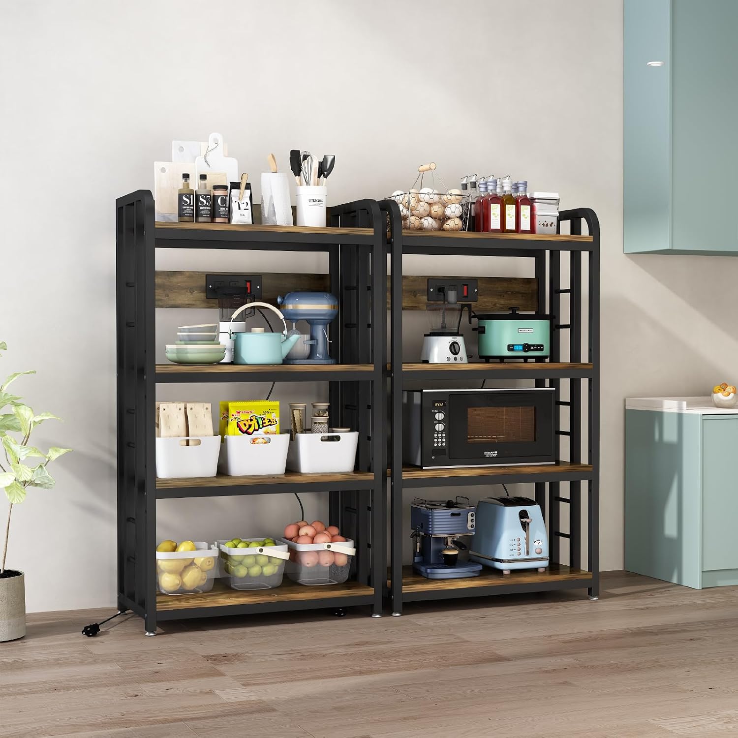 4段キッチンベーカーズラック、電源コンセント付き自立型電子レ - Kitchen Appliances Outlet のレビューと価格