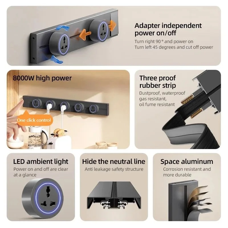 電源レールソケット キッチン拡張ソケット 家庭用電化製品 ポ - Kitchen Appliances Outlet のレビューと価格