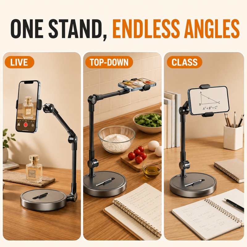 オーバーヘッドフォンスタンド デスクトップ三脚 トップダウン - Kitchen Appliances Video のレビューと価格