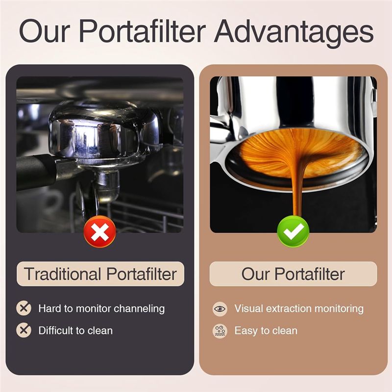 ABUN 54mm ボトムレス・ポルタフィルター（パックスク - Breville Espresso Barista Express のレビューと価格