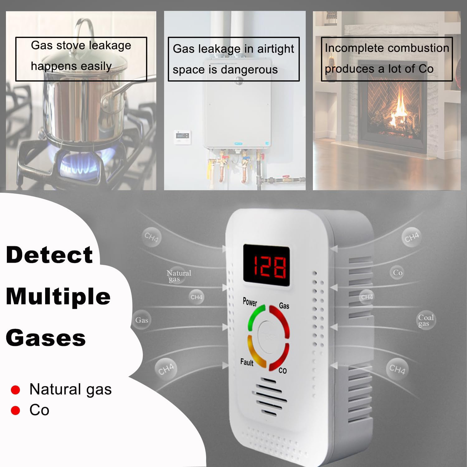 天然ガス検知器 2in1 および一酸化炭素 CO 検知器、キ - Kitchen Appliances Video のレビューと価格