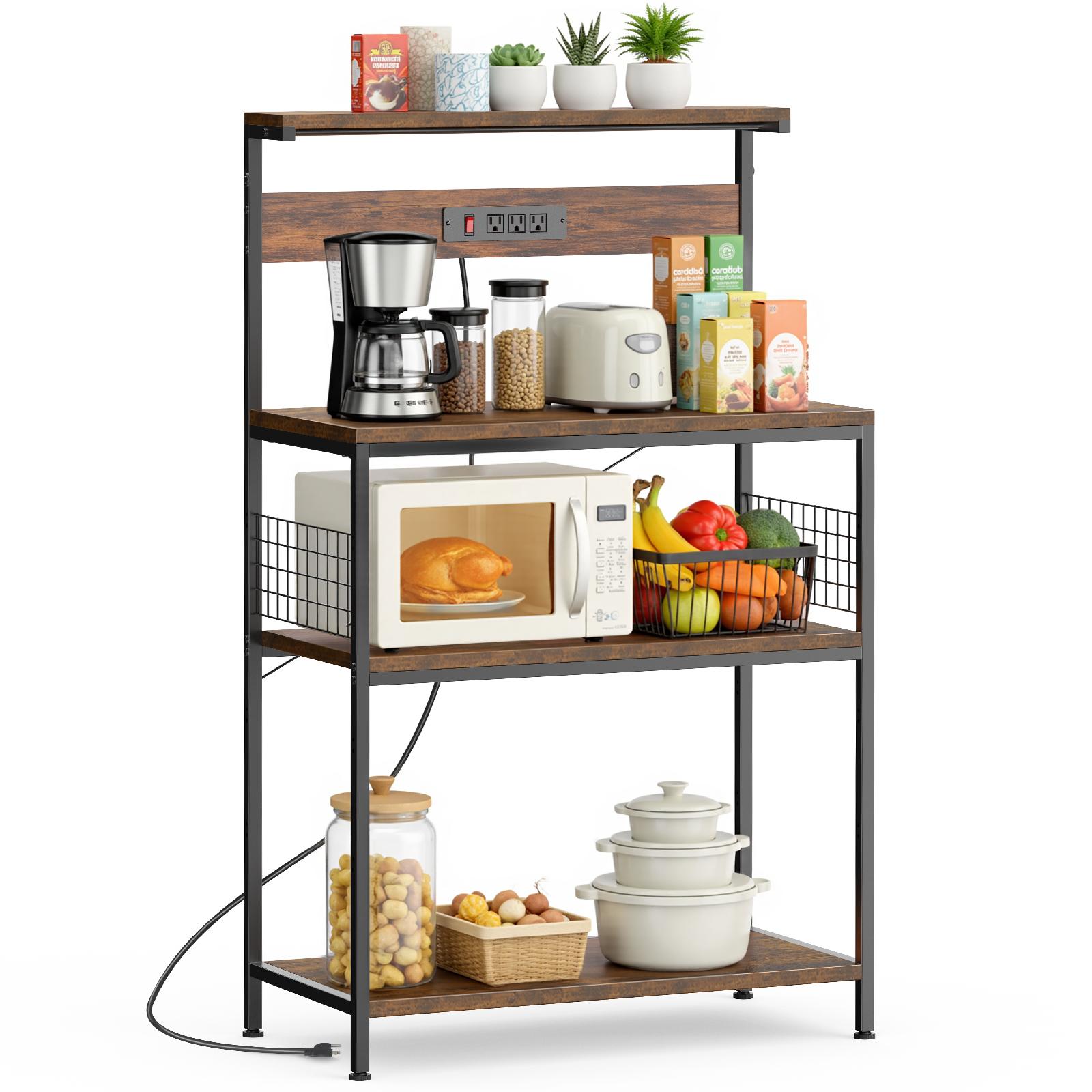 4段式キッチン収納ラック、電源コンセント付き、自立型電子レン - Kitchen Appliances Outlet のレビューと価格