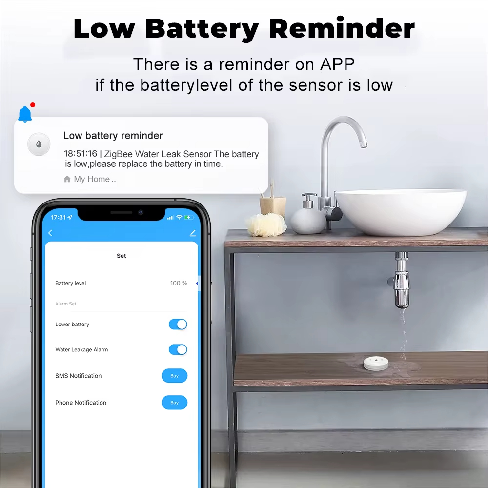 ZigBee スマート水漏れセンサー 洪水漏れセンサーアラー - Kitchen Appliances Video のレビューと価格