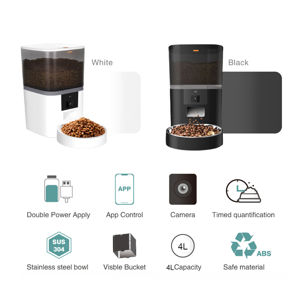 4L 大容量スマートペットフィーダーカメラ猫自動フードディス - Kitchen Appliances Video のレビューと価格